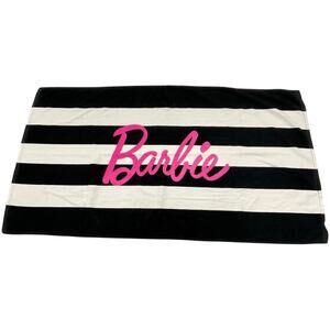 BARBIE Cotton Bath/Pool/Beach Towel 2023 Mattel Black White Strip Pink Barbie
